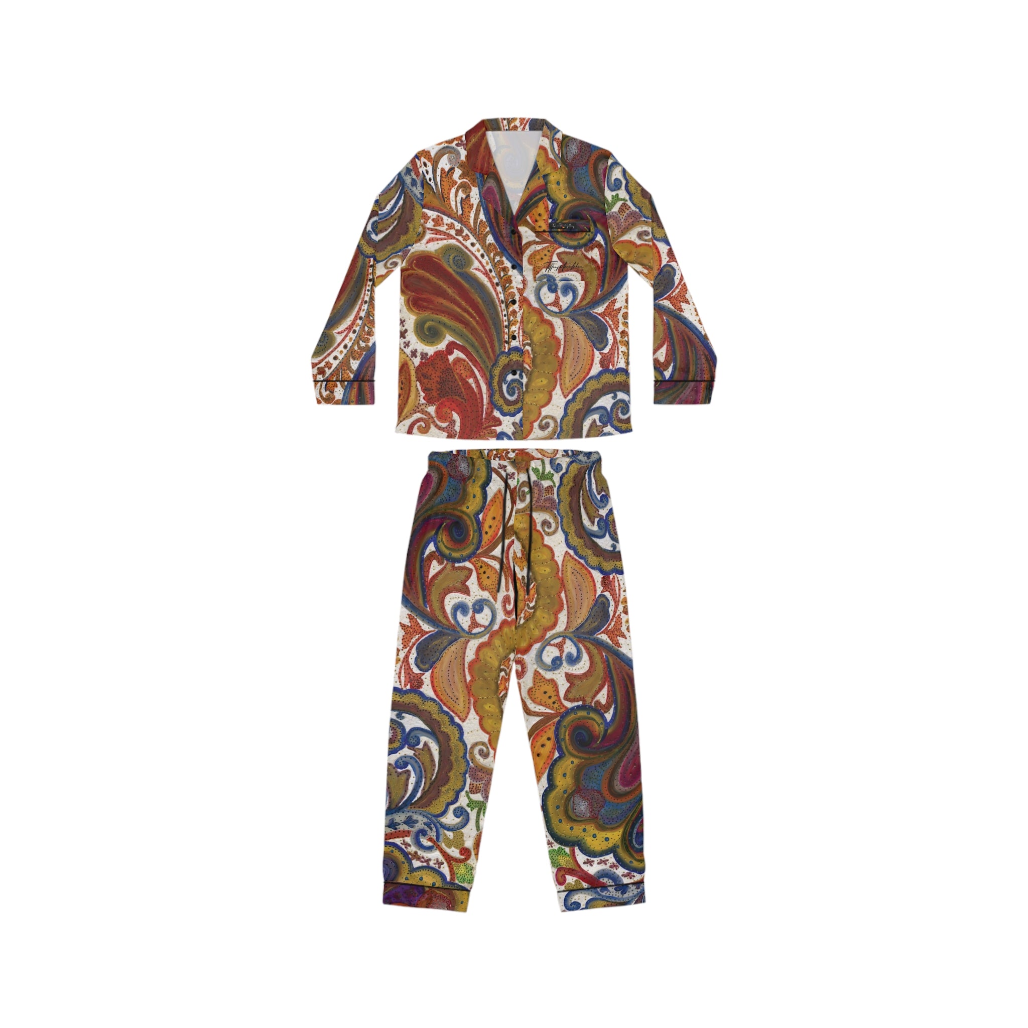 Women’s Satin Pajamas | LaFille Gallery ‘Bali’ Print by Tiffany Marie